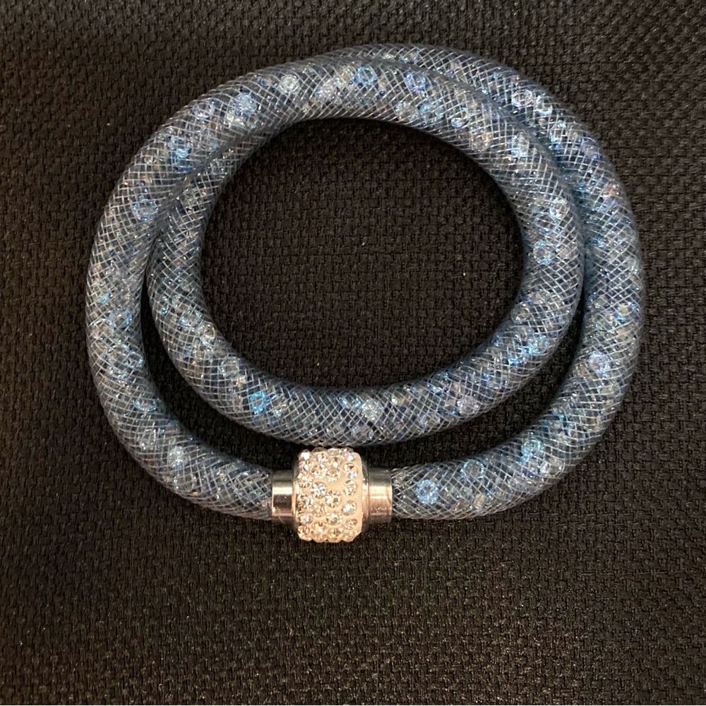 Sexy, slinky, Shiny, dreamy blue Rhinestone BANGLE BRACELET with magnetic clasp